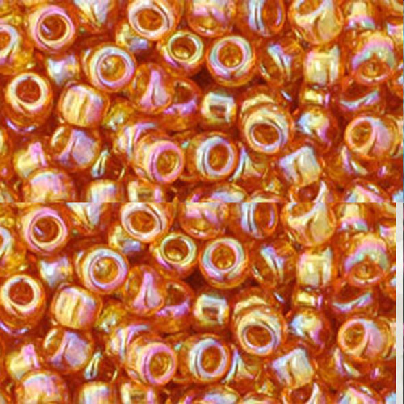 Toho ROUND 15/0 Seed Beads TRANSPARENT RAINBOW TOPAZ (2.5" tube)