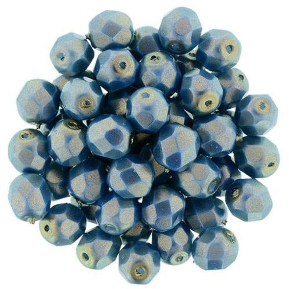 Round 6mm Firepolish Beads AZURITE ETHEREAL HALO