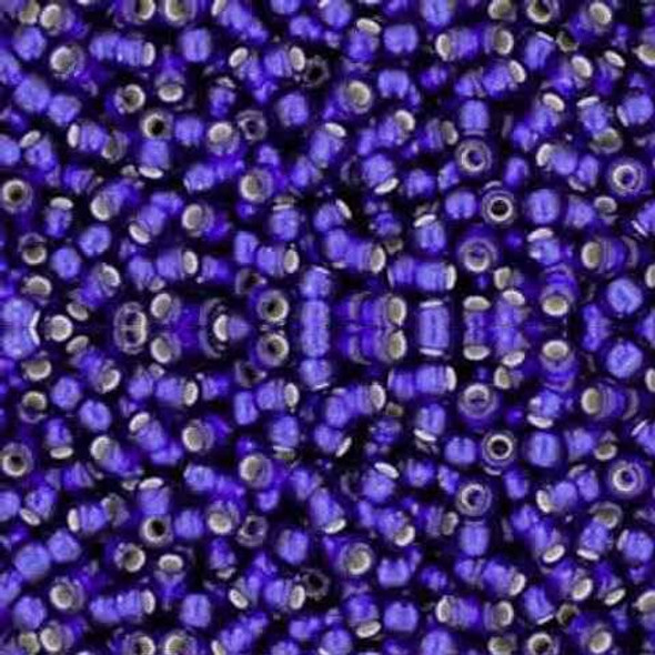 SIZE-11 #28DF SILVER LINED FROSTED COBALT Toho Round Seed Beads