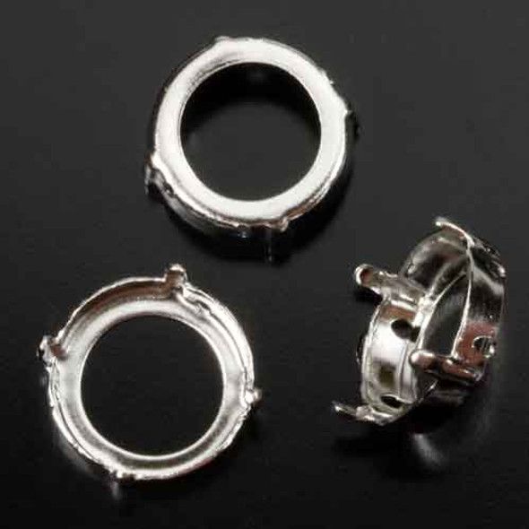 SEW ON ROUND SETTING for Rivoli 14mm-Rhodium Plated