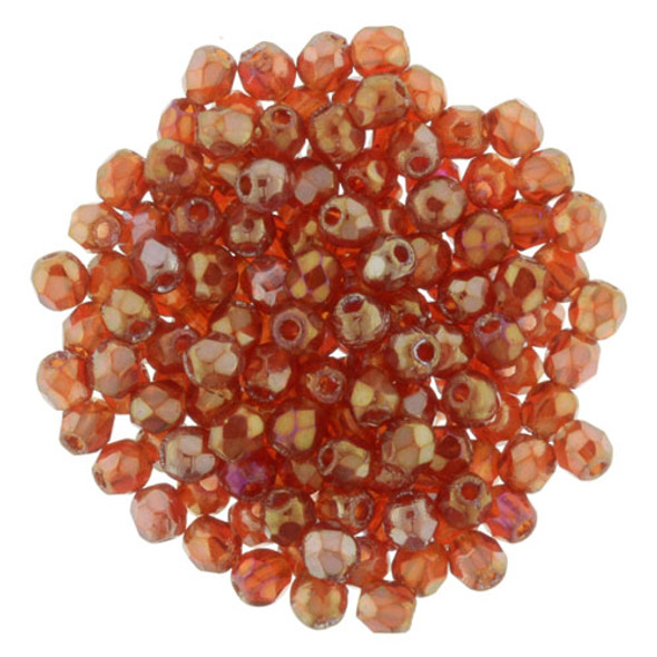 2mm Firepolish Round IRIS RUBY LUSTER Czech Glass Beads