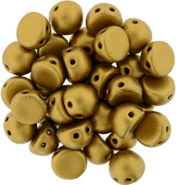 2-Hole Cabochon Beads MATTE METALLIC GOLDENROD