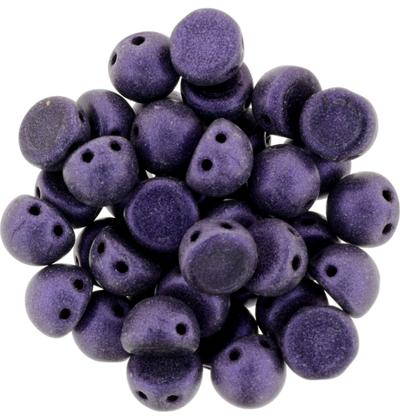 2-Hole Cabochon Beads PURPLE METALLIC SUEDE