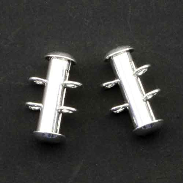 2 STRAND TUBE BAR CLASPS w/Vertical Loops Silver Plated