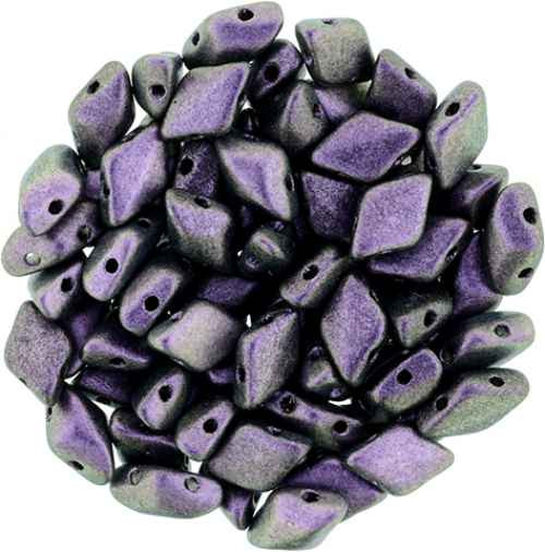 2-Hole GEMDUO 8x5mm Czech Glass Beads POLYCHROME BLACK CURRANT