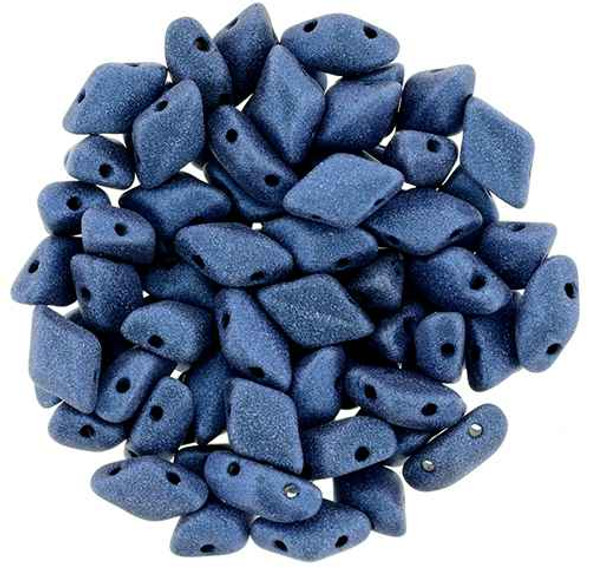 2-Hole GEMDUO 8x5mm Czech Glass Beads METALLIC SUEDE BLUE