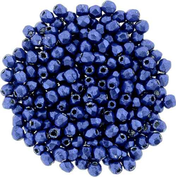 2mm Firepolish Beads LAPIS BLUE SATURATED METALLIC