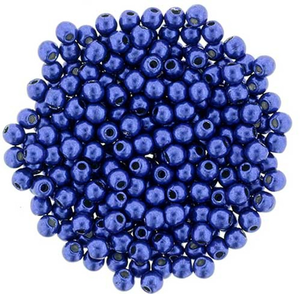 2mm Round Druk Beads LAPIS BLUE SATURATED METALLIC