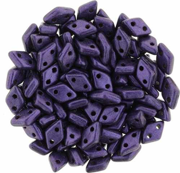 2-Hole Diamond Beads 4x6.5mm CzechMates METALLIC SUEDE PURPLE