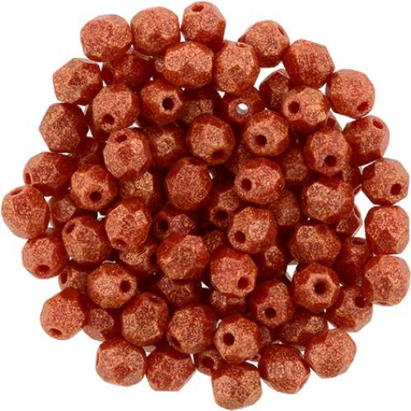Round 4mm Firepolish Beads RED ANTIQUE SHIMMER