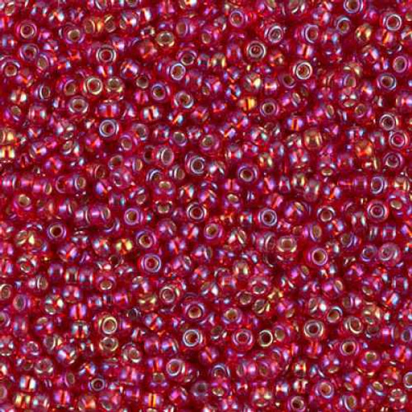 SIZE-15 #1010 SILVER LINED FLAME RED AB Miyuki Round Seed Beads