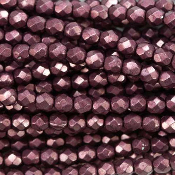 Round 4mm Firepolish Beads SATURATED METALLIC RED PEAR