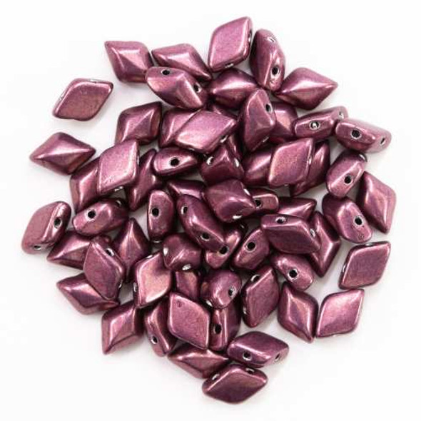 2-Hole GEMDUO 8x5mm Czech Glass Beads SATURATED METALLIC RED PEAR