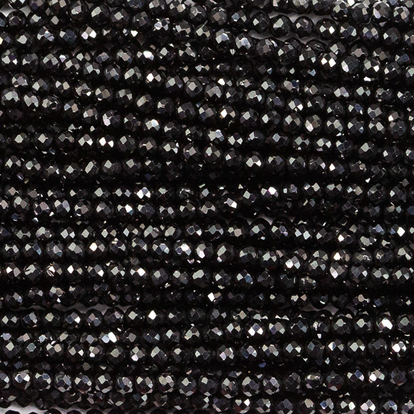 BLACK SPINEL 2mm High Grade Faceted Gemstone Beads