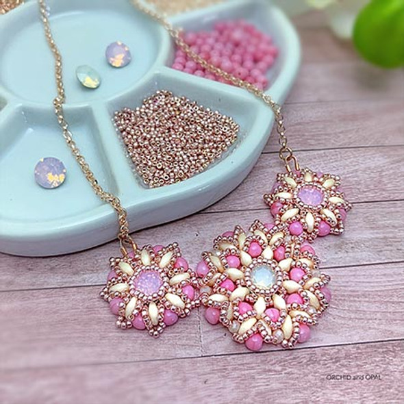 The Spring Blossoms Necklace ft Permafinish Galvanized Sweet Blush 15/0 Japanese seed beads