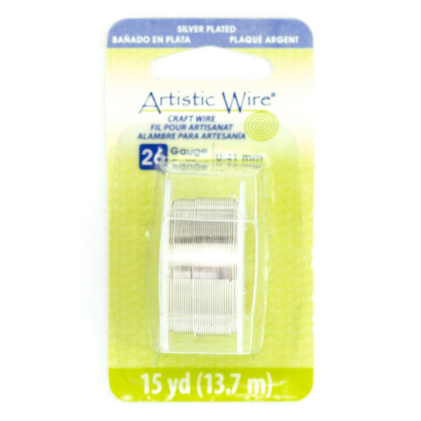 Artistic Wire 26 Gauge Silver Plated Non-Tarnish SILVER 15 Yard Spool