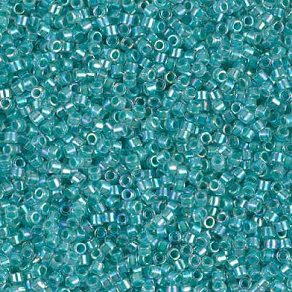 SIZE-11 #DB0079 TURQUOISE GREEN LINED CRYSTAL AB Delica Miyuki Seed Beads