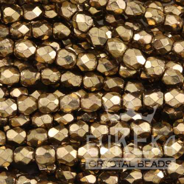 Round 2mm Firepolish Beads BRONZE Czech Glass 