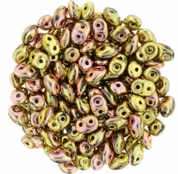 SuperDuo 2x5mm 2-Hole Czech Glass Seed Beads CALIFORNIA PINK