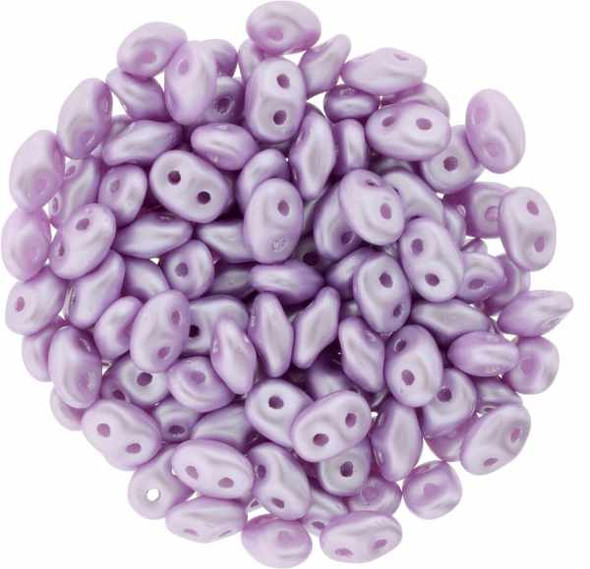 SuperDuo 2x5mm 2-Hole Czech Glass Seed Beads PEARL COAT LT. LILAC