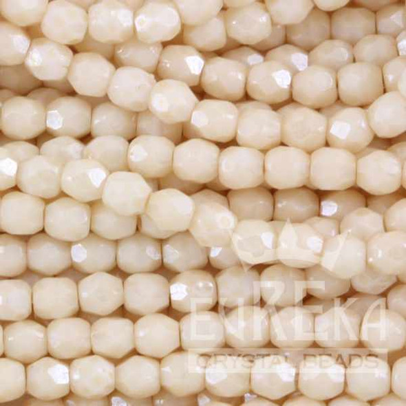 Round 4mm Firepolish Beads LUSTER OPAQUE CHAMPAGNE Czech Glass