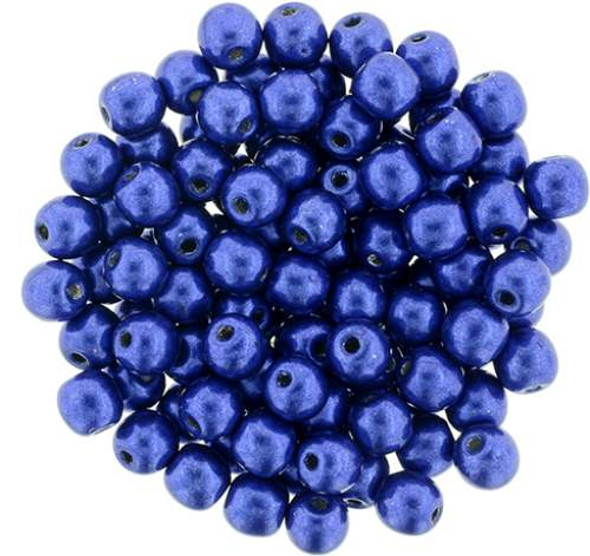 6mm Round Druk Beads SATURATED METALLIC LAPIS BLUE