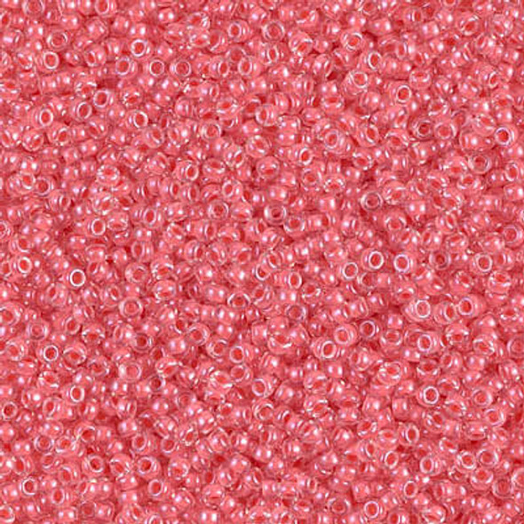 SIZE-15 #204 CORAL LINED CRYSTAL Miyuki Round Seed Beads