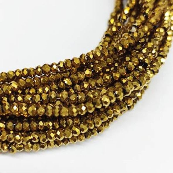 Chinese Crystal Rondelle Beads GOLD METALLIC