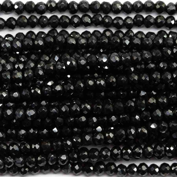 BLACK SPINEL 3x2mm High Grade Faceted Gemstone Beads