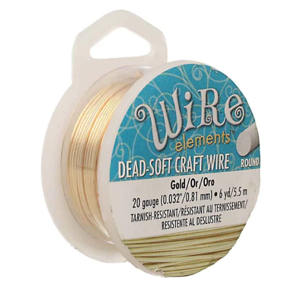 BeadSmith Craft Wire 20 Gauge GOLD PLATED 6 Yard Spool