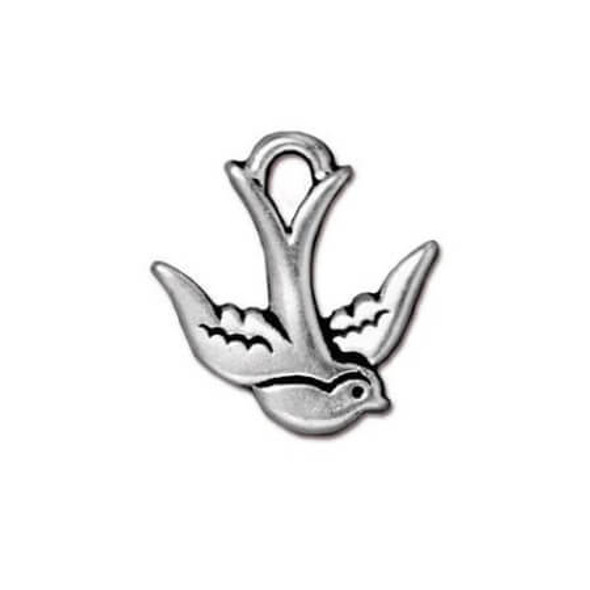 TierraCast 17mm Antiqued Silver Plated SWALLOW BIRD CHARM TierraCast 17mm Antiqued Silver Plated SWALLOW BIRD CHARM