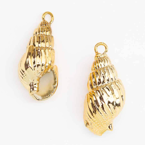 Natural Gold Plated SPIRAL SHELL CHARMS BACK