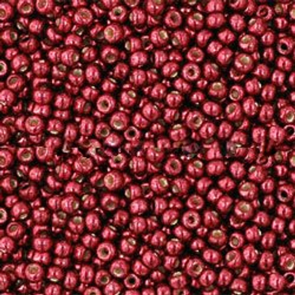 SIZE-11 #PF564 PERMAFINISH GALVANIZED BRICK RED Toho Round Seed Beads