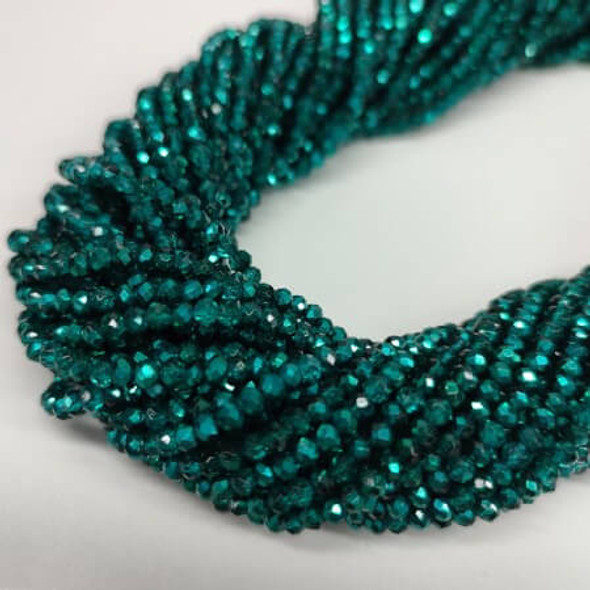 Chinese Crystal Rondelle Beads TEAL METALLIC