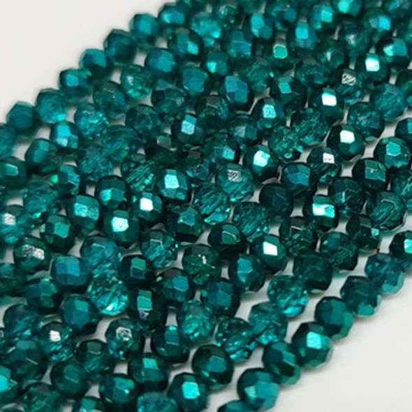 Chinese Crystal Rondelle Beads 3x2mm TEAL METALLIC Chinese Crystal Rondelle Beads 3x2mm TEAL METALLIC