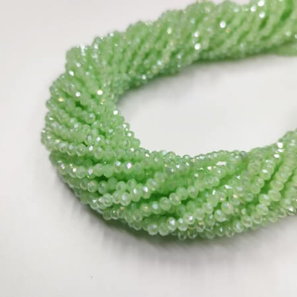 Chinese Crystal Rondelle Beads OPAQUE PERIDOT IRIS