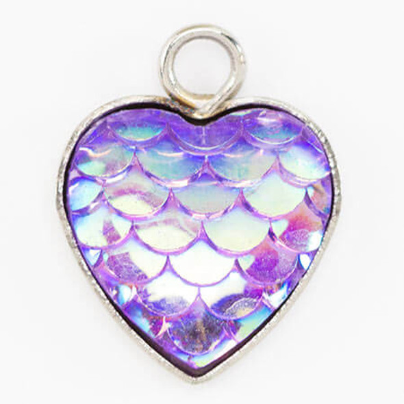 16x13mm Stainless Steel Rainbow MERMAID HEART CHARM