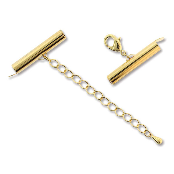 SLIDE END SET w/Extension for Miyuki Beads 25mm Gold Plated