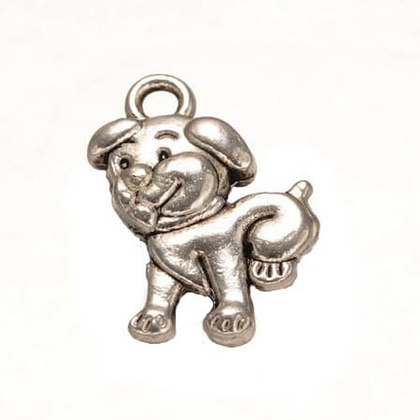 17x11mm Antique Silver Plated DOG CHARM