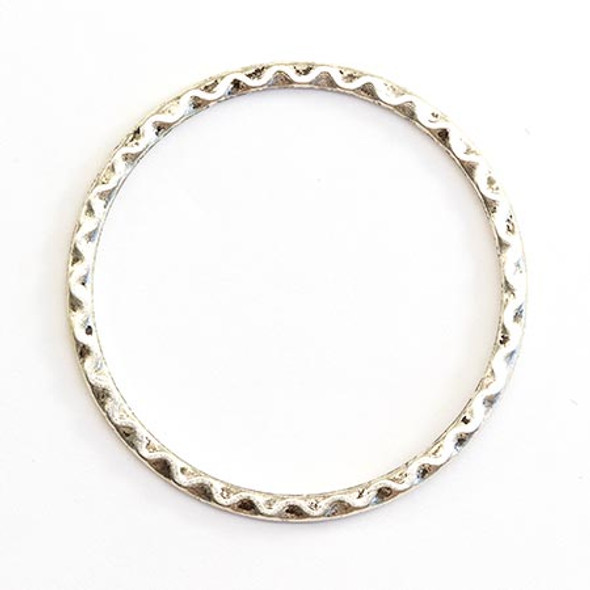 38mm SILVER PLATED Textured Round Bezel Frame Hoop Link