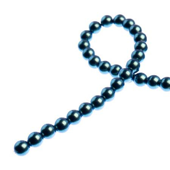 Czech Glass Pearls 6mm Round IRIDESCENT PETROL BLUE