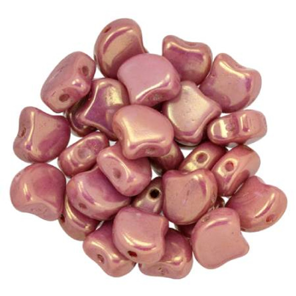 Ginkgo Beads 2-Hole Czech Glass Leaf Beads LUSTER METALLIC RED