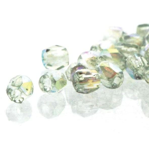 TRUE 2mm Firepolish Czech Glass Beads CRYSTAL BLUE RAINBOW