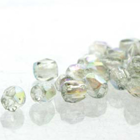 TRUE 2mm Firepolish Czech Glass Beads CRYSTAL BLUE RAINBOW