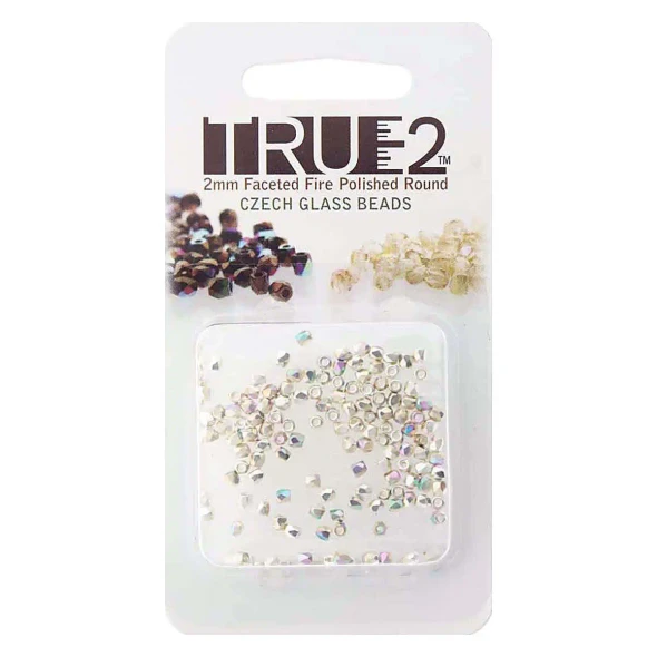 TRUE 2mm Firepolish Czech Glass Beads FINE SILVER PLATED AB