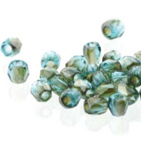 TRUE 2mm Firepolish Czech Glass Beads AQUA CELSIAN