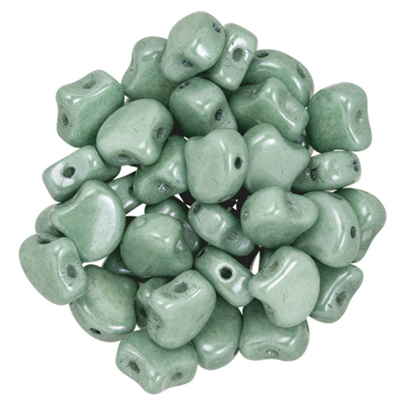 2-Hole GINKGO LEAF Czech Glass Beads  Luster - Green