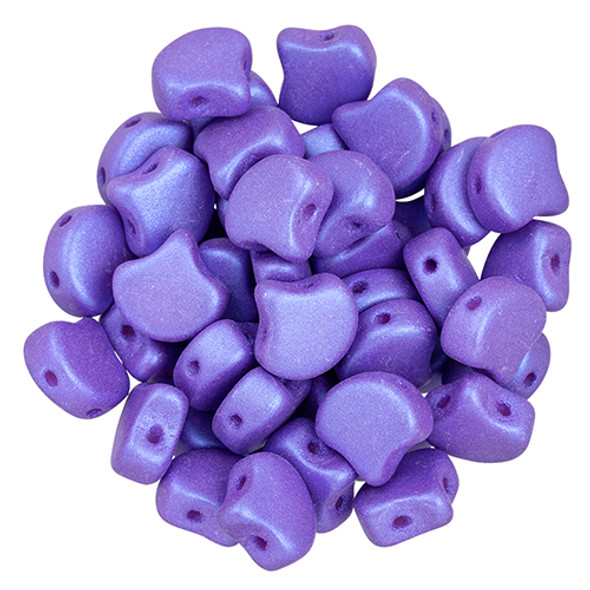 2-Hole GINKGO LEAF Czech Glass Beads  Chatoyant - Violet