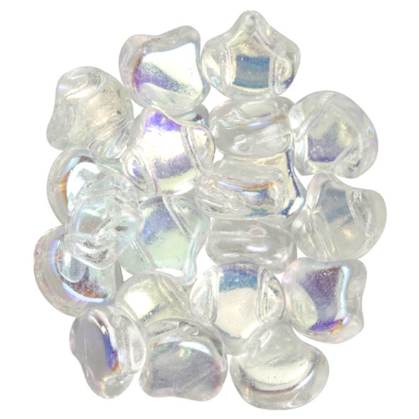 2-Hole GINKGO LEAF Czech Glass Beads  Crystal AB