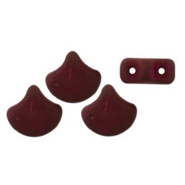 2-Hole GINKGO LEAF Czech Glass Beads  Saturated Maroon